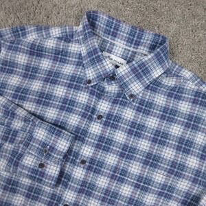 Peter Millar Shirt Mens Medium Blue Plaid Twill Flannel Raoring Rock Button Up